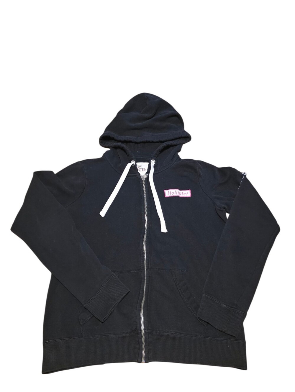 Hollister Y2k Embroidered Chest & Arm S. California Black Hooded Sweatshirt Sz M